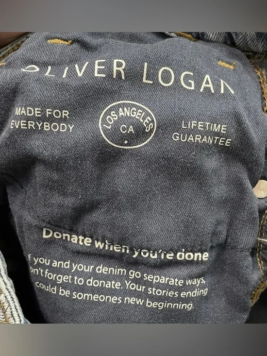 Oliver Logan Aberdeen Wide Leg Crop Jeans Womens Size 30 Blue High Rise Raw Hem - Picture 9 of 14